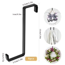 Shunshi 6 Pack Over Door Hook, Over The Door Hanger for Clothes,Z-Shaped Reversible Heavy-Duty Coat Hooks,3.5 cm (1.4") and 4.5 cm (1.8"), for Bedroom, Bathroom, Kitchen, Wardrobe, Dormitory (Black)