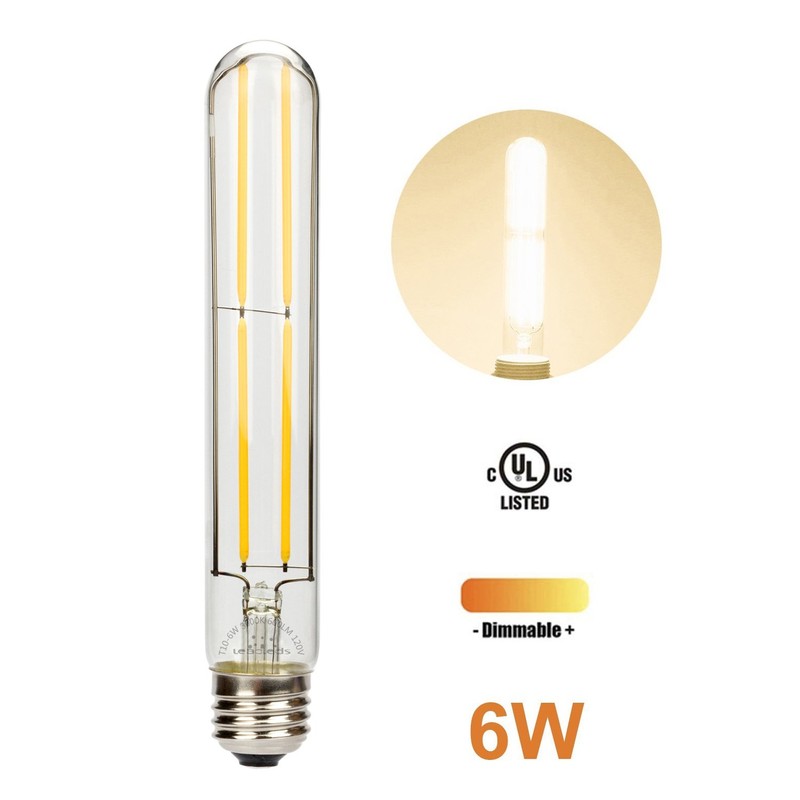 Leadleds T10 LED Bulb 60 Watt Equivalent, 7.2" Long Tubular
