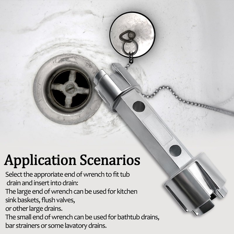 WBJKZJD Tub Drain Remover Wrench, Heavy Duty Drain Wrench Aluminum