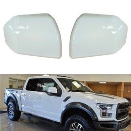 ABAGAEL Exterior Door Top Half Tow Mirror Cap Cover for Ford 2015-2020 F150 Accessories- Chrome,Glossy Black, Oxford White - ABS Plastic, OEM - Side Mirror Cover Cap with Clips (Oxford White)
