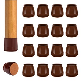 16pcs Round Chair Leg Floor Protectors, Felt Pads Chair Leg Protectors for Hardwood Floors, Silicone Chair Leg Cups Covers Felt Pads, Prevents Scratches & Reduce Noise, Brown, Small