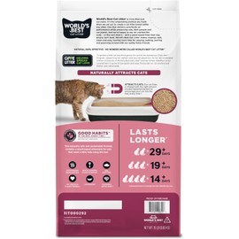 WORLD'S BEST CAT LITTER Good Habits Cat Attract Litter | Natural Plant-Based Attractant | Multicat Flushable Corn Litter | Unscented Odor Control | Low Tracking & Lightweight | Made in USA 15lb Bag
