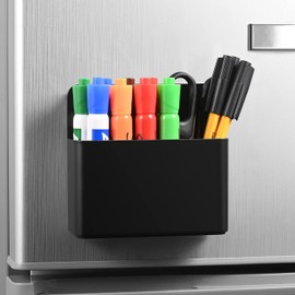 Magnetic Pen Holder, Pack of 3 Magnetic Marker Holder, Magnetic Storage Box, Pen Holder, Organiser Holder, Whiteboard, Sponge Pen Holder for Fridge Whiteboard, Locker (Black)