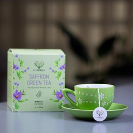 Eupherbia Saffron Green Tea, Handpicked, Highland Grown Whole Leaf Tea, Enriched with Premium Saffron Threads, Herbaceous, Grassy, Bittersweet, Individually Wrapped Tea Sachets (Pack of 12) (2 Pack)