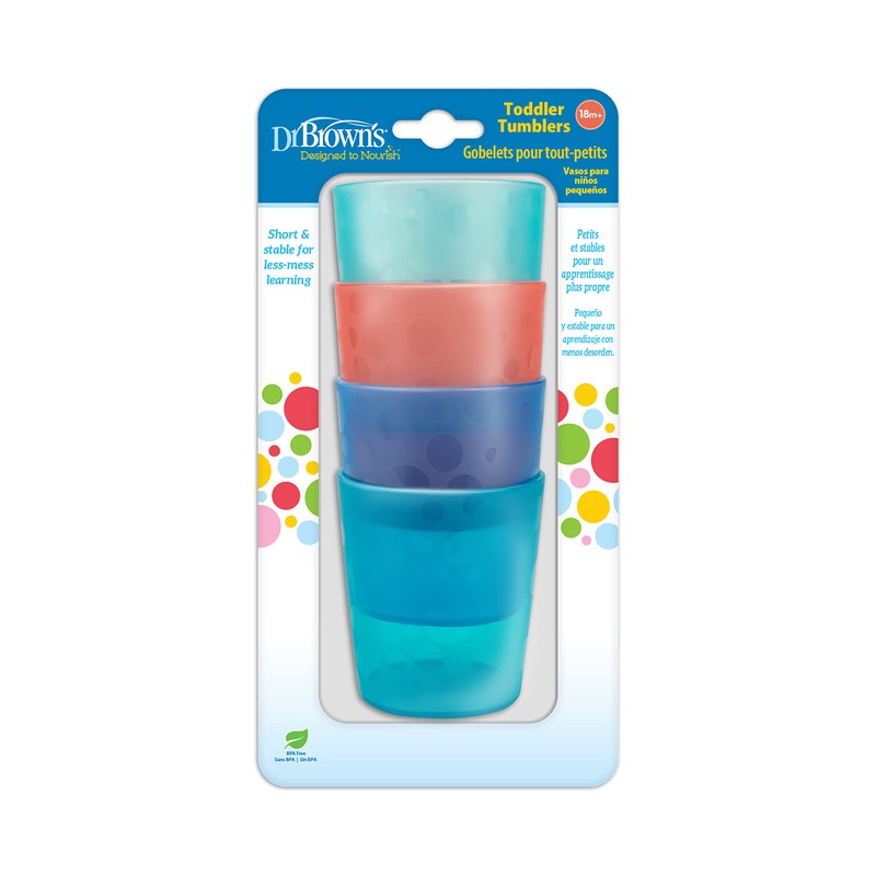 Dr. Brown's Toddler Tumblers, Stackable Open Training Cups, BPA-Free, 18m+,
