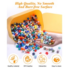 BOZUAN 824 Silicone Beads Bulk Kit Silicone Beads for Keychain Making Kit, Multiple Styles and Shapes Silicone Beads Bulk Rubber Beads for Keychains Making