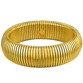GOLDCHIC JEWELRY Women's Gold Stretch Bracelets, 20mm Chunky Wristband Bangle Bracelet