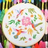 Bird Embroidery Kit for Adults Beginners, Funny flower hummingbird Cross