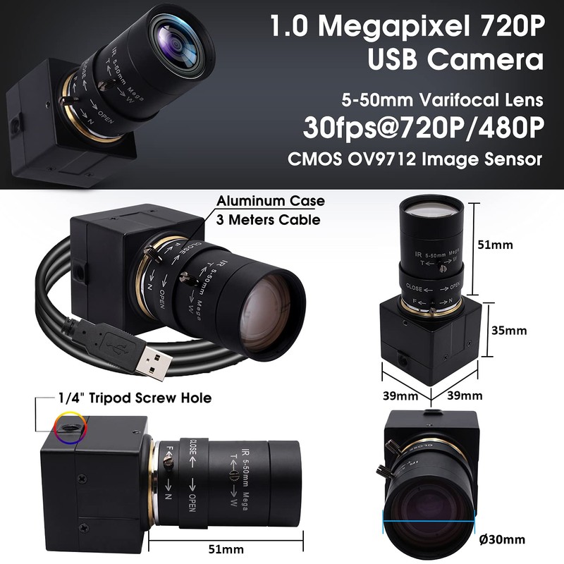 Svpro USB Camera 5-50mm varifocal Zoom Lens 1280 X 720