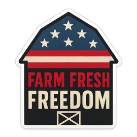 Patriotic Farm Fresh Freedom Sticker - American Flag Barn Design, Vinyl Decal for Laptops, Cars, and Decor (2.75" x 3")