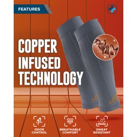 Doctor's Select 2 Pairs Copper Calf Compression Sleeve - Compression Calf Sleeves for Men, Compression Socks for Running, Shin Splints, Calf Compression Sleeve Women, Gray and Navy