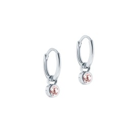 Ted Baker Sinalaa Crystal Huggie Hoop Earrings For Women (Silver/Pink Crystal)