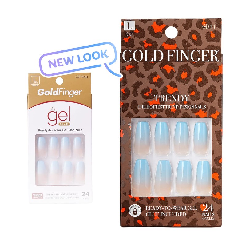 Gold Finger Full Cover Nails Gel Glam Ready to Wear