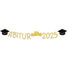 ABI 2025 Graduation Decoration Gold Glitter, Graduation Decoration, Graduation 2025 Garland with Graduate Hat Motifs, Graduation Decoration for Graduation Parties, Graduation Exam Success