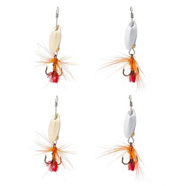 Orurdo Fishing Gear qb100128a01n0 Trout and Tube Fishing Cheats! Spinner, 0.1 oz (3 g), 2.0 inches (5.2 cm), Set of 4, Lure Set, For Mountain Streams, With Bristles, Fli Fusion Type