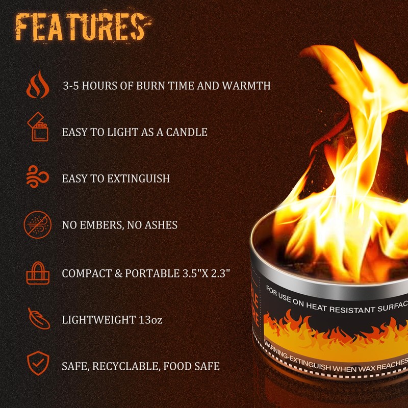 MR MIRYE Portable Fire Pit, 3-5 Hours of Burn Time