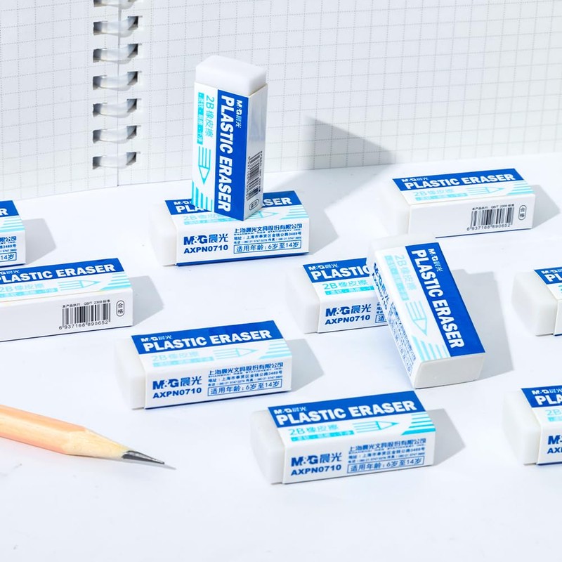 M&G 12 Pack White Erasers Bulk, Small Rubber Pencil Erasers