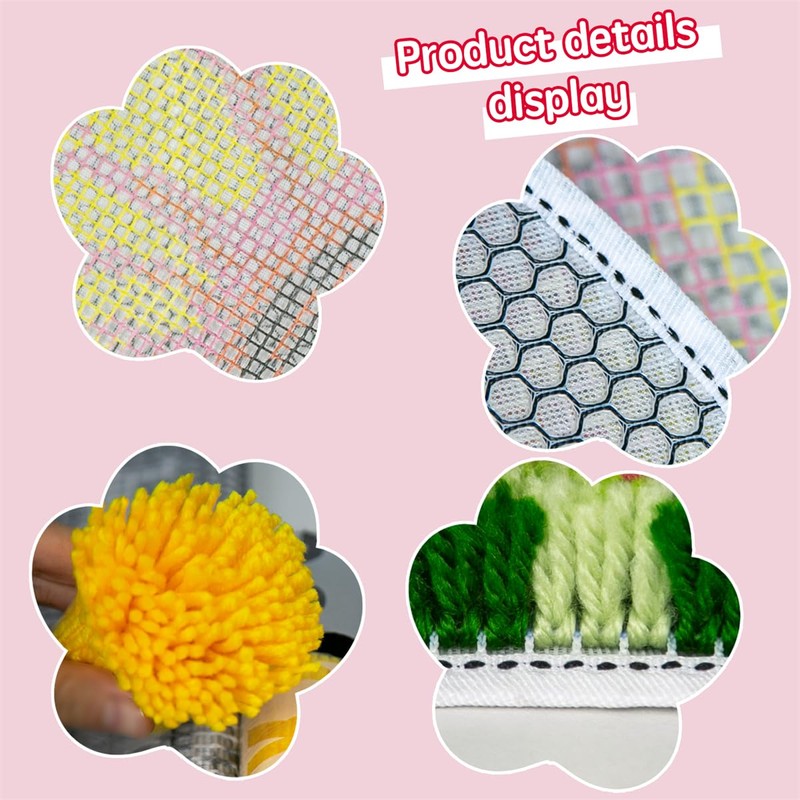 DL-YTG Latch Hook Kits Rug Sunflower Crochet Yarn Cushion Colour