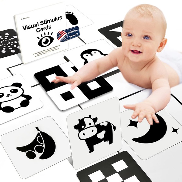 Richgv Baby Toy 0 3 6 Months, Contrast Book Baby First Equipment Newborn, Black White High Contrast Cards, Visual Stimulus Flashcard, Flashcard, Flashcards, Toddlers' Toy Gift (20 Pieces)