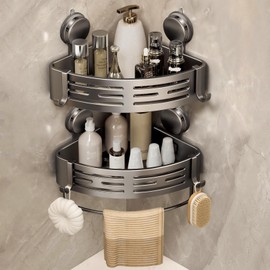 Tofaney Repisas para Baño Ventosa Esquinero para Baño Regadera Sin Taladro Estante Organizador de Regadera Metal de Aluminio Porta Shampoo Antióxido  