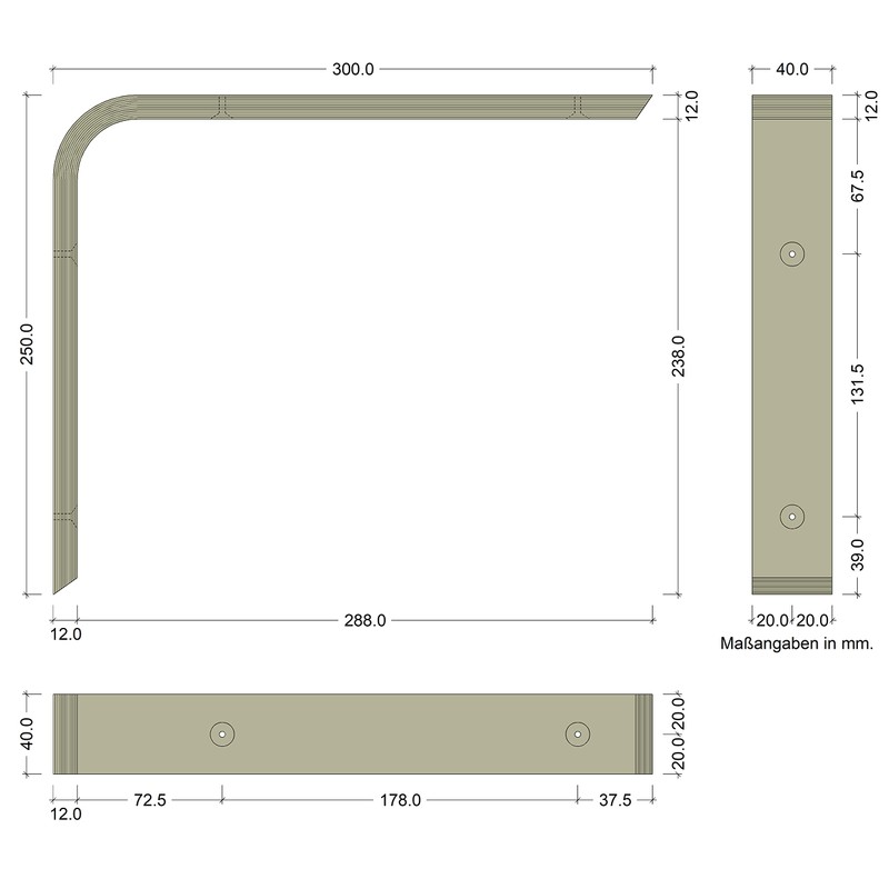 Gedotec Wooden Console Wall Angle | Pack of 2 -