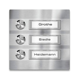 Doorbell Stainless-Steel 3 Push-Buttons – LED-Illumination of nameplate & Push-Buttons (Nameplate Without LED-Lighting, Without LED)