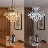 peskoe 18" Modern Crystal Chandelier, 4-Light Pendant Ceiling Lamp for