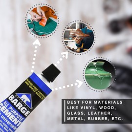 Barge Contact Cement Adhesive All Purpose (2oz) with Pixiss Paste Spreaders (5pcs) - Water Resistant & Toluene-Free Quick Dry Cement - Barge Cement for Shoes, Vinyl, etc. with 5pc Glue Spreader Set