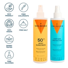 Valquer 2 x Body Sun Cream SPF 50+ Sun Protection for Hair All-Round Sun Protection Moisturising and Nourishing 300ml
