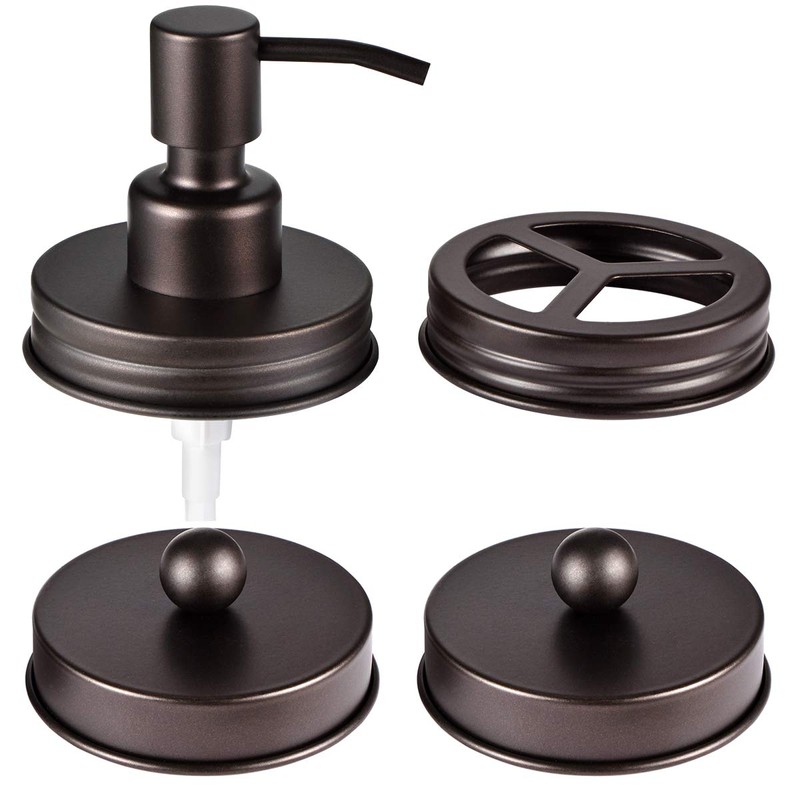 Komashr Mason Jar Bathroom Accessories Lids Set(4pcs) - Jar Not