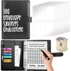100 Envelope Challenge Binder, Black Saving Challenge Binder, Cash Binder,