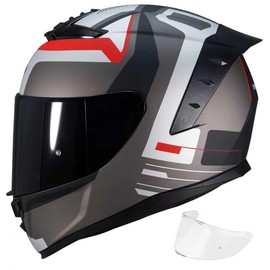 MXJ Gear Full Face Motorcycle Helmet,Helmets for Adults Motorcycle, MG611 Motorbike Racing Street Bike Helmets with Black & Clear Visors for Men Women,DOT Approved（XL,Matte Gray Cloud ）