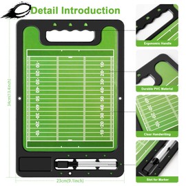 Pure Vie Premium Double-Sided Football Coaching Board Rugby Tactics Clipboard Gridiron Football Coach Dry Erase Whiteboard with Erase, Pen - Sporting Goods Training Equipment for Coach and Game Plan