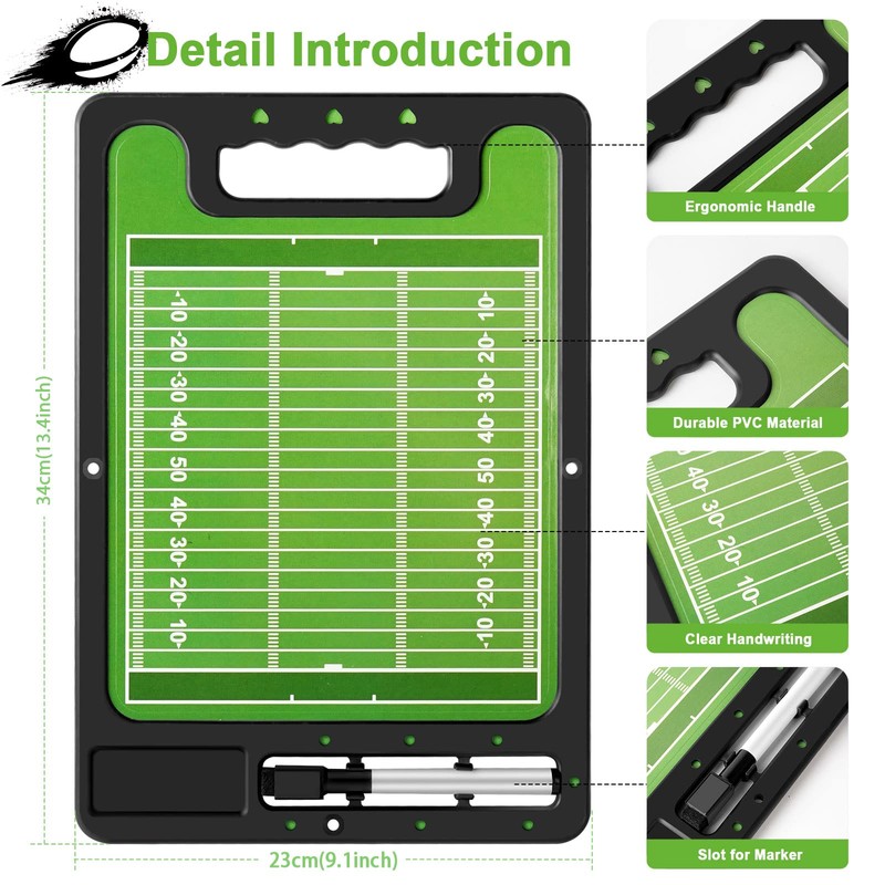 Pure Vie Premium Double-Sided Football Coaching Board Rugby Tactics Clipboard