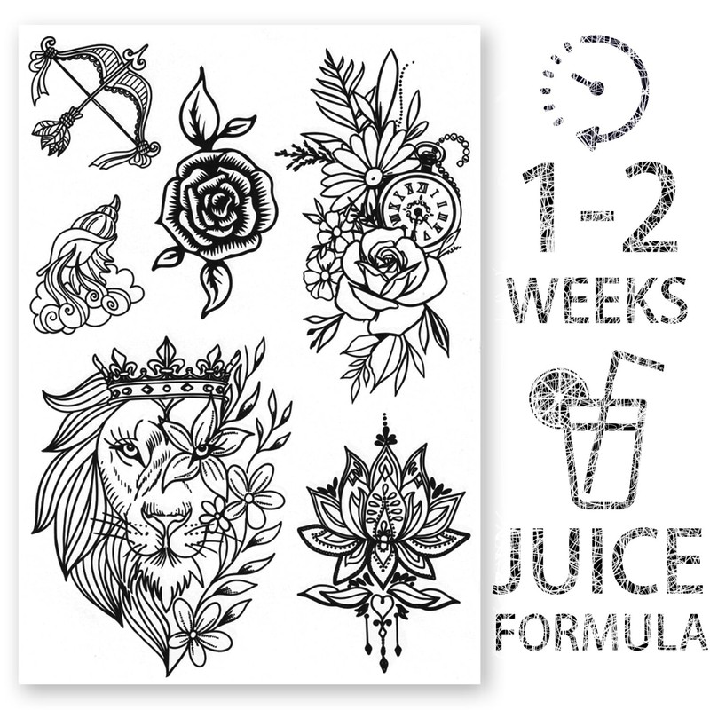 AWAKEN Temporary Fake Tattoos Juice Tattoo Semi Permanent Stickers Waterproof