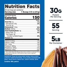 Nutricost Grass-Fed Whey Protein Isolate (Chocolate Peanut Butter, 5LBS) - Non-GMO, Gluten Free