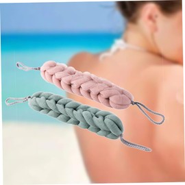 FRCOLOR 2 Pcs Mesh Back Scrubber Microphone Protector Knotted Hair Ties Back Shower Brush Body Scrubber Belt Bath Pouf Sponge Long Stripe Shower Towel Bath Towel Take a Bath