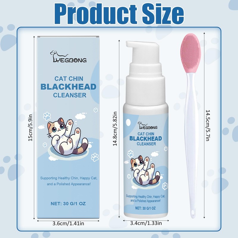 Cat Chin Care Set, Equipped with Cat Acne Brush, Nourishes
