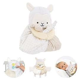 Lulyboo Lovey Baby Sleep Soother, Plush Security Blanket Teether with Music, White Noise and Vibration Machine, Attaches to Cribs, Llama