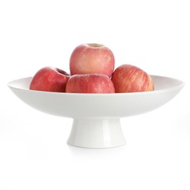 Kanwone Large Fruit Bowl for Kitchen Counter - Decorative Bowls for Home Décor - Ceramic Fruit Bowl, Pedestal Bowl - Modern Key Bowl for Entryway Table - 11.5 Inches, White