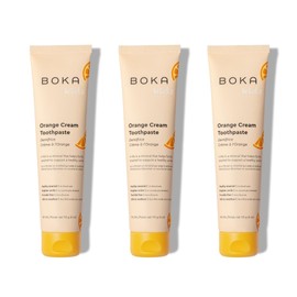 Boka Boka Fluoride Free Toothpaste Nano Hydroxyapatite, Helps Remineralize, Appropriate for Sensitive Teeth, Whitening - for Adult, Kids Oral Care - Orange Cream Flavor, 4oz 3Pk - US Manufactured