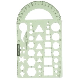 Staedtler Template, Geometric Shapes/Symbols, Protractor, Inch Scale, 9.5 x 5.5 Inches (977102)