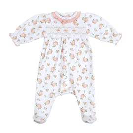 Magnolia Baby Baby Girl Pink Pumpkins Smocked Printed Footie Pink (12 Months)