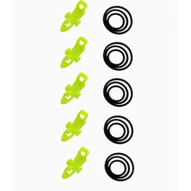 Fishing Hooks Keeper Fish Lure Bait Holders with 3 Size Elastic Rubber Rings for Worm Hooks and Treble Hook,5 Sets (Yellow-Green)