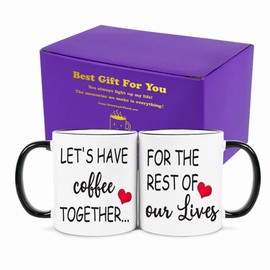 Fatbaby Lets Have Coffee Together For The Rest Of Our Lives - Juego de tazas de café para el día de San Valentín, regalos de compromiso para parejas, regalo de boda para parejas y despedidas de