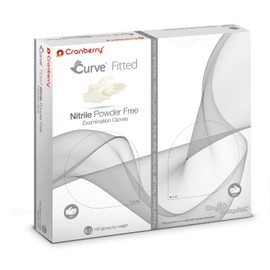 Cranberry USA Cranberry Curve Fitted White Nitrile Exam Gloves, Pack of 100, Size 8.0, 3.5 Mil