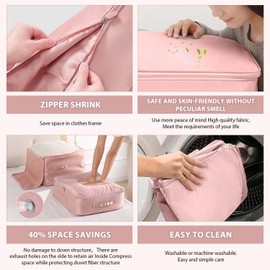 Generic Ultra Space Saving Self Compression Organizer,Clothes Compression Bag,Compression Organizer for Blankets,Moving Organizer Bags for Comforters, Clothes, Blankets (Pink，Large)