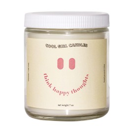 Cool Girl Candles | Think Happy Thoughts Cucumber + Grapefruit Scented Candle | All Natural Coconut Soy Wax | Best Strong Scented Candles for Home Fragrance | Clean Burning | Funny Gifts | 8.5 fl oz