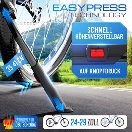 PLUTO Bicycle Stand 24-29 Inch - Height-Adjustable Aluminium Centre Stand - MTB & E Bike Stand - Non-Slip Bicycle Stand for Mountain Bike, City & Trekking