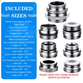Hotop 7 Pieces Faucet Adapter Kit, Kitchen Sink Brass Aerator Male/Female Faucet Adapter to Connect Garden Hose, Water Filter, Standard Hose via Diverter